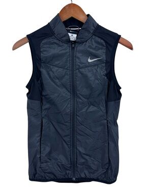 NIKE Vest Puffer Jacket Zip Running Ultra Lightweight Black